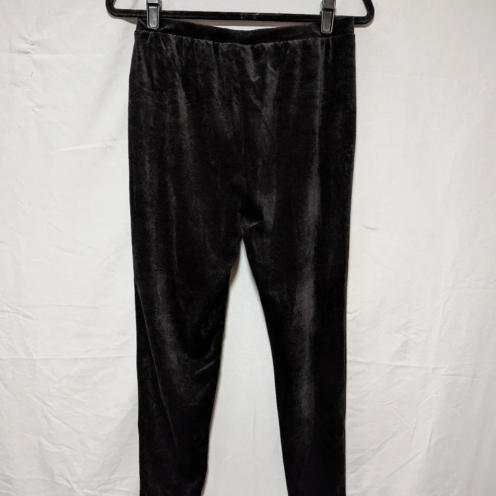 BearPaw‎ Black Velour Corduroy Slim Ankle Lounge Stretch Pants Women's Medium